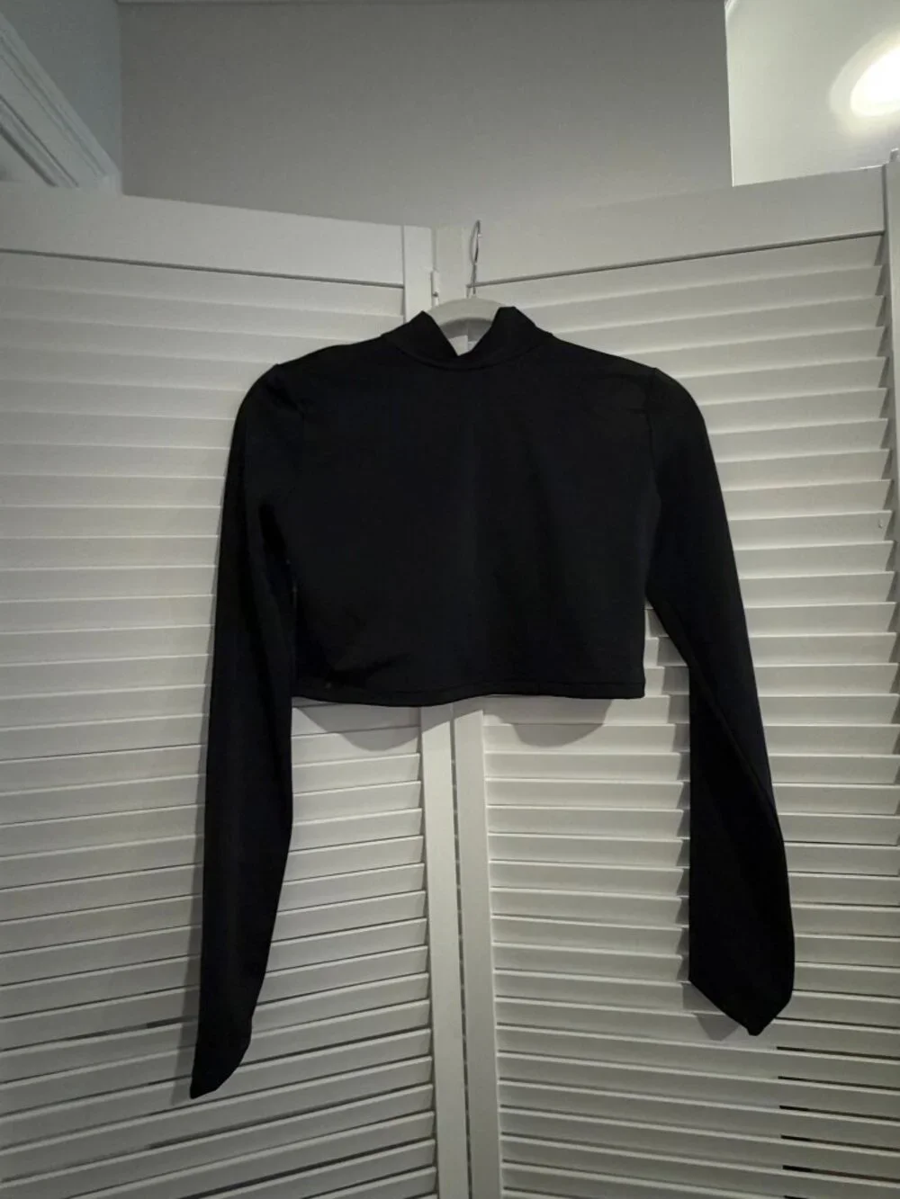 Weissman Mock Neck Long Sleeve Crop Top Dance